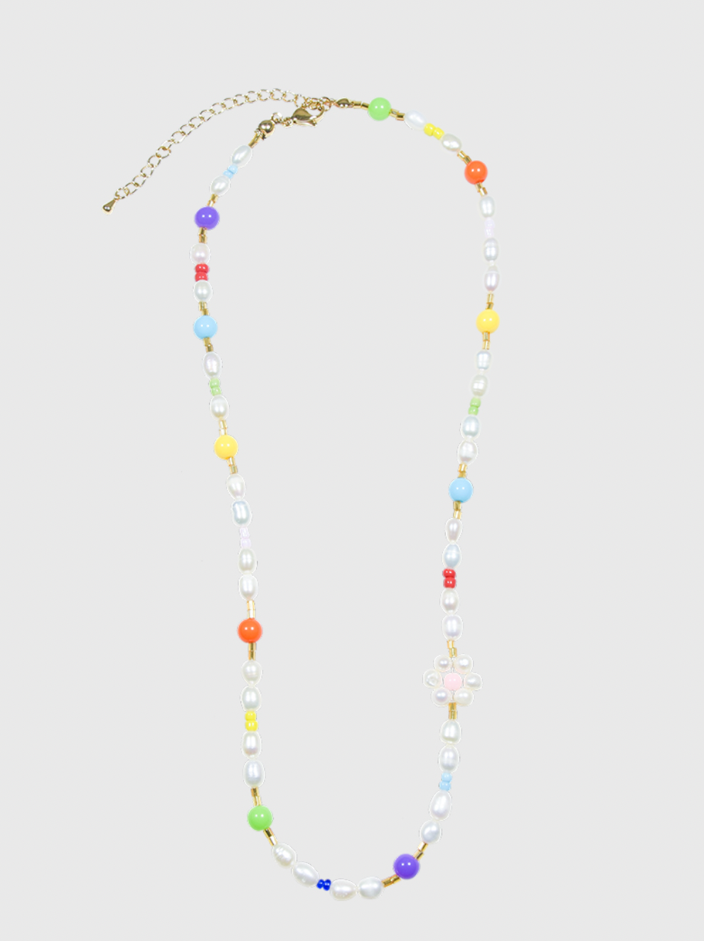 AWE Colorful Beads Pearl Flower Necklace