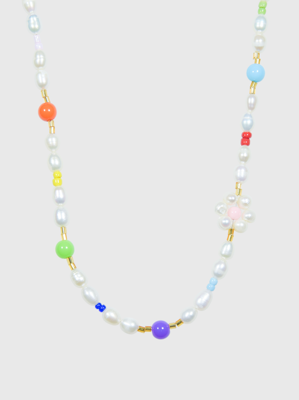 AWE Colorful Beads Pearl Flower Necklace