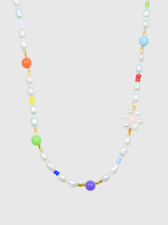 AWE Colorful Beads Pearl Flower Necklace