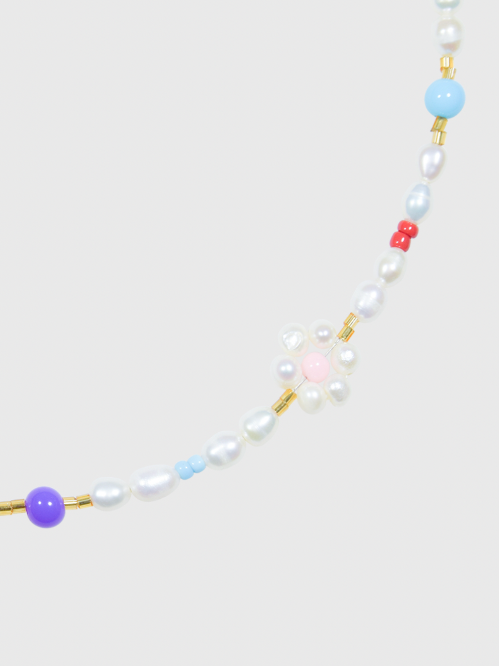AWE Colorful Beads Pearl Flower Necklace