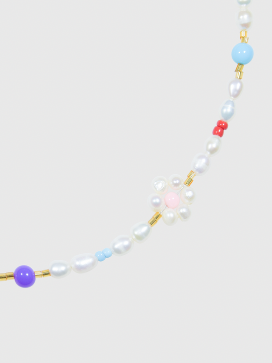 AWE Colorful Beads Pearl Flower Necklace
