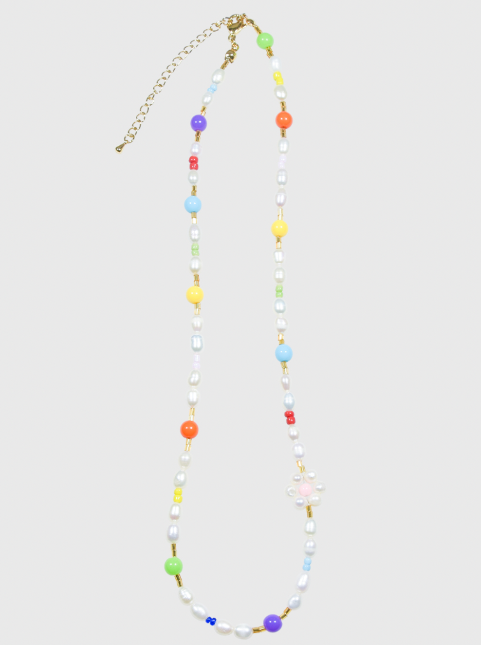 AWE Colorful Beads Pearl Flower Necklace