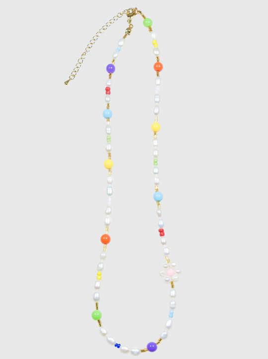 AWE Colorful Beads Pearl Flower Necklace