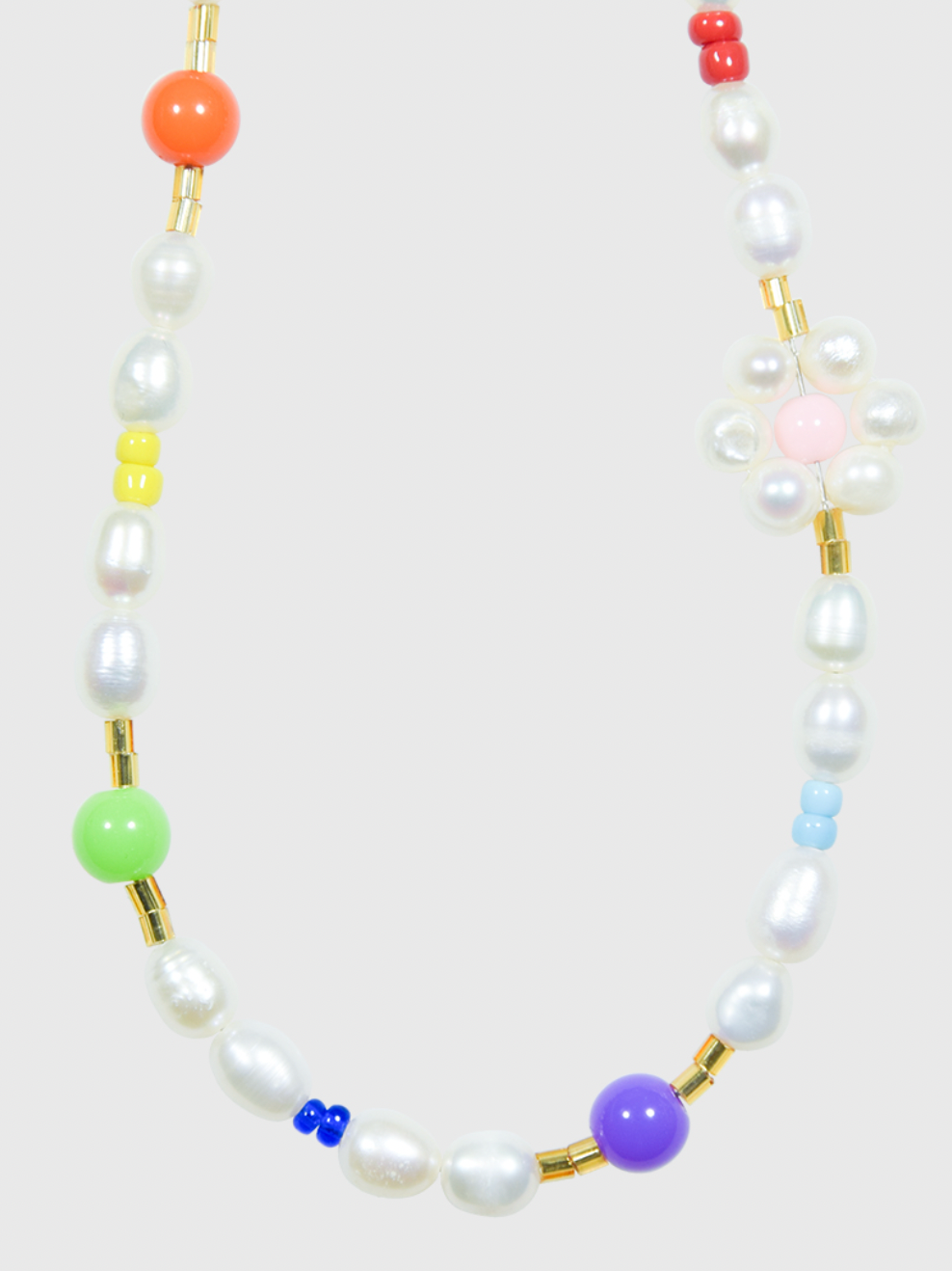 AWE Colorful Beads Pearl Flower Necklace
