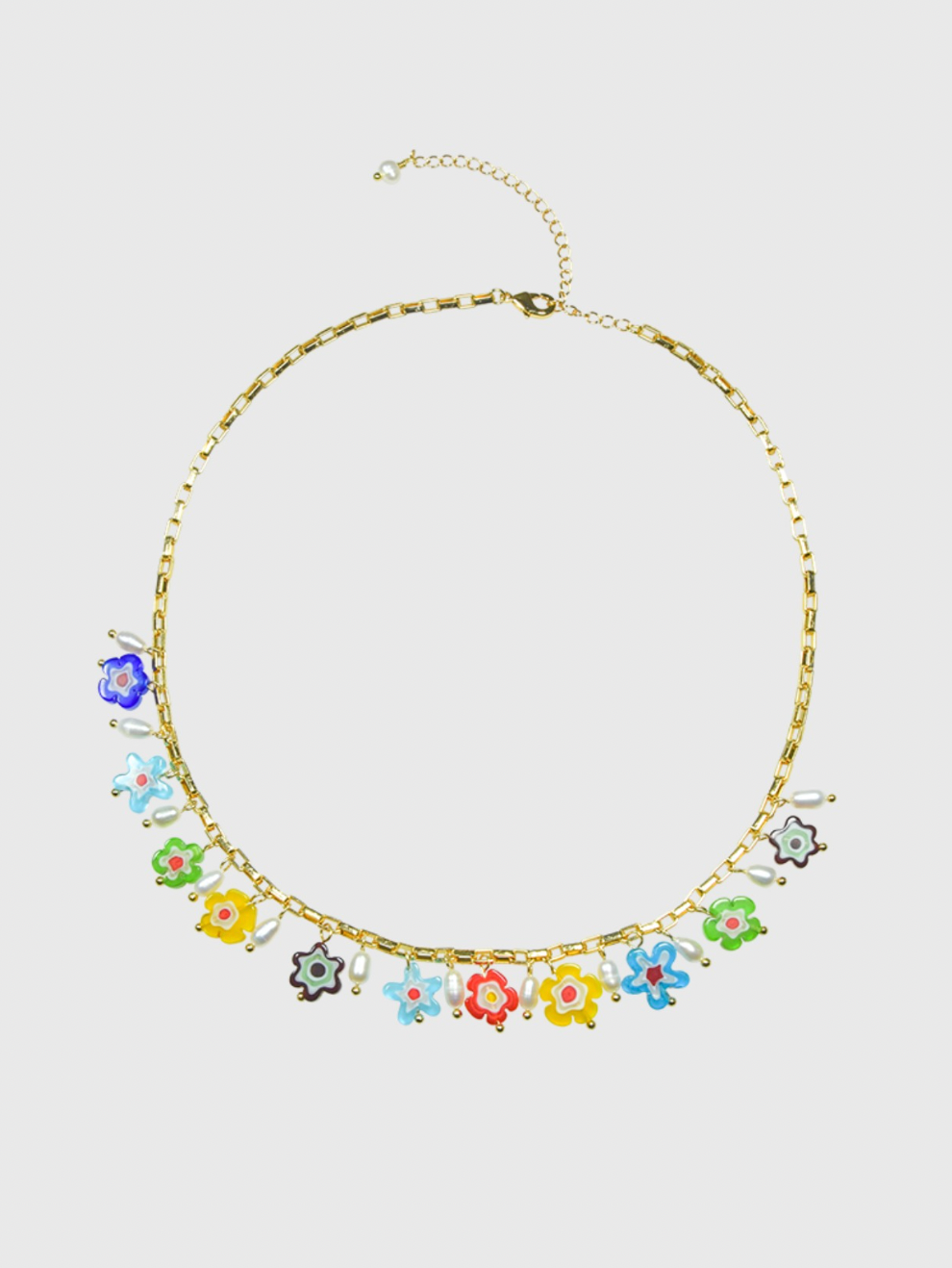 AWE Glass Flower Pearl Necklace