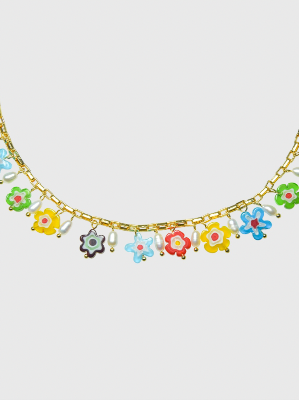 AWE Glass Flower Pearl Necklace
