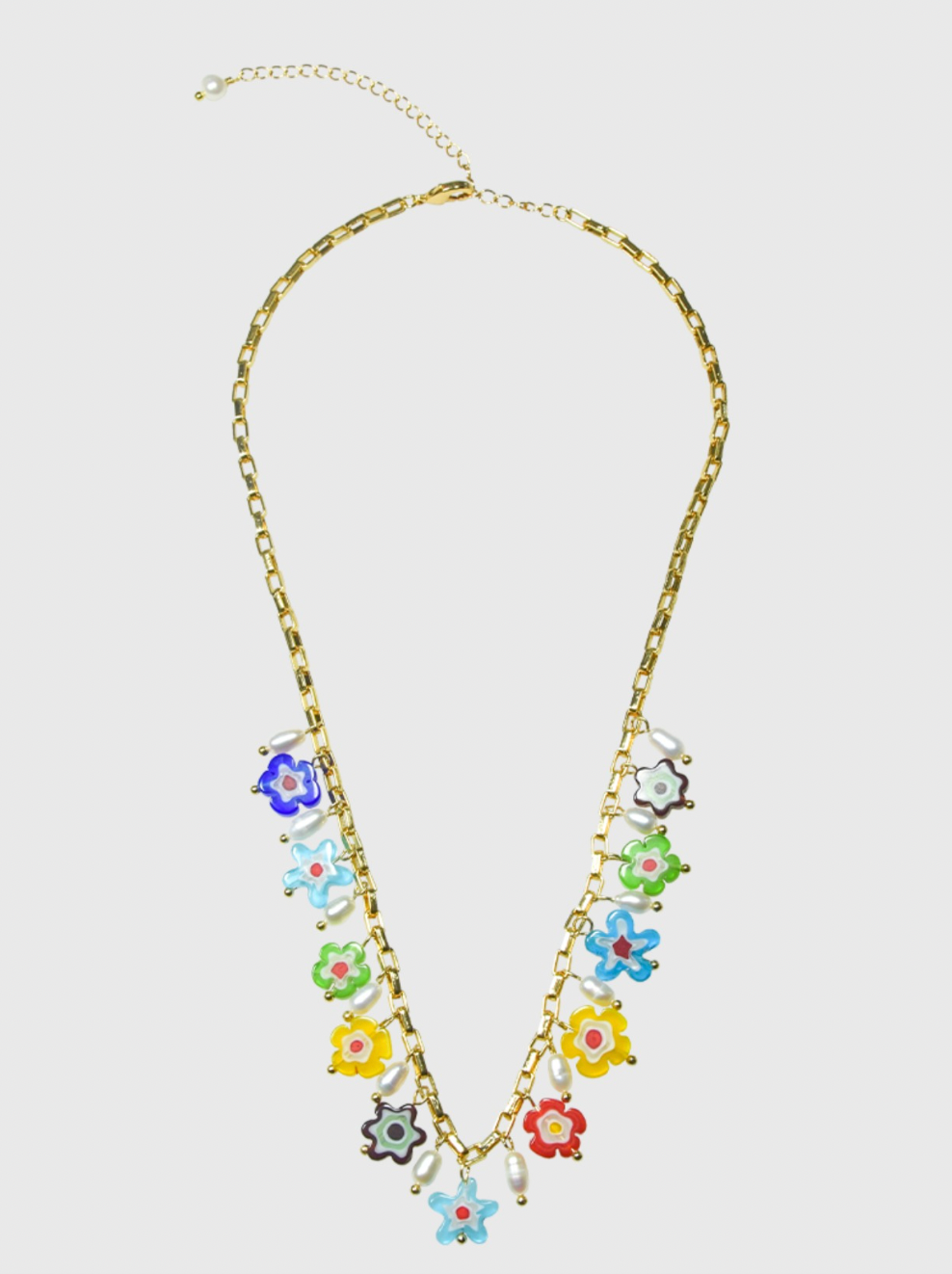 AWE Glass Flower Pearl Necklace