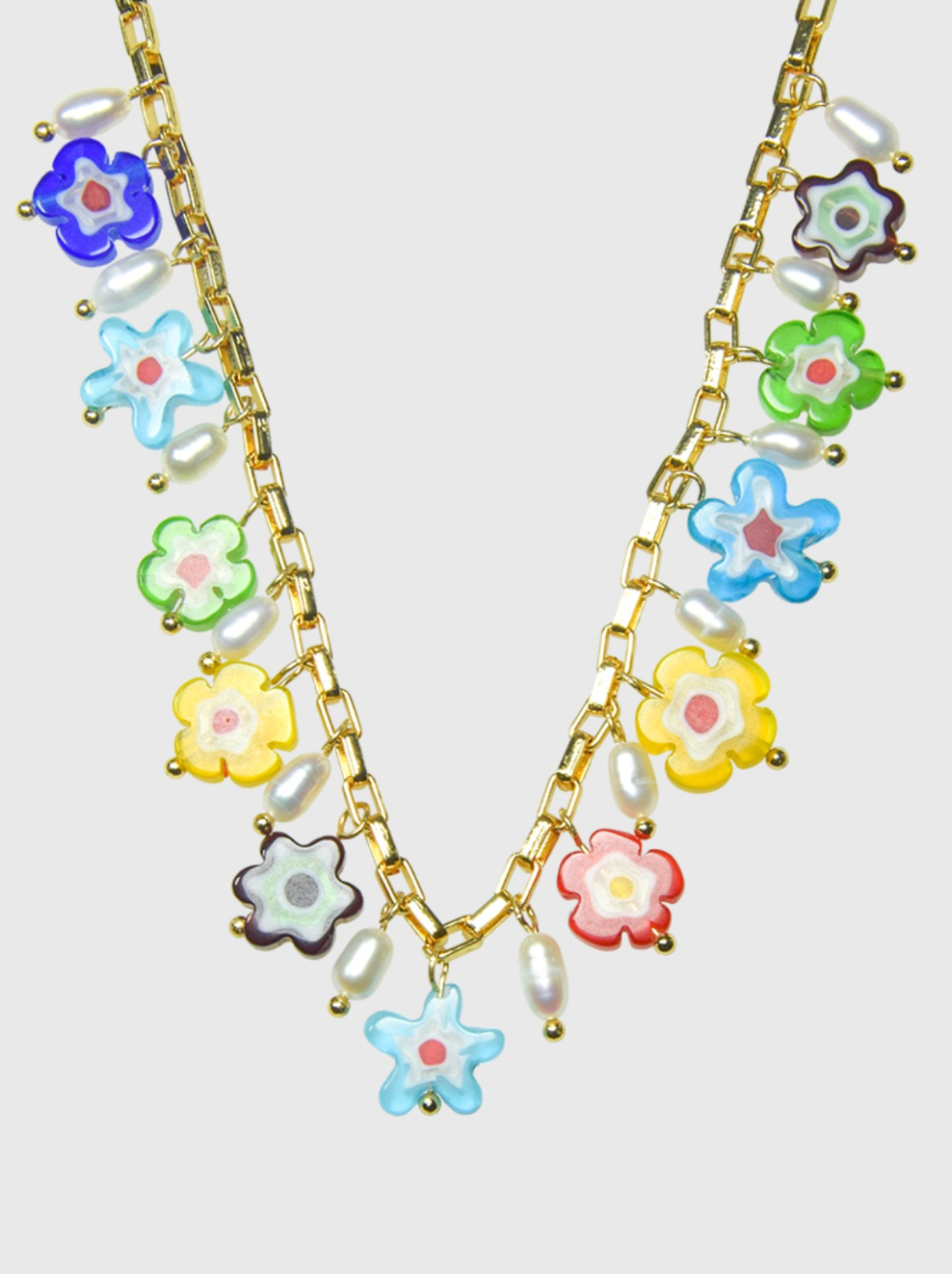 AWE Glass Flower Pearl Necklace