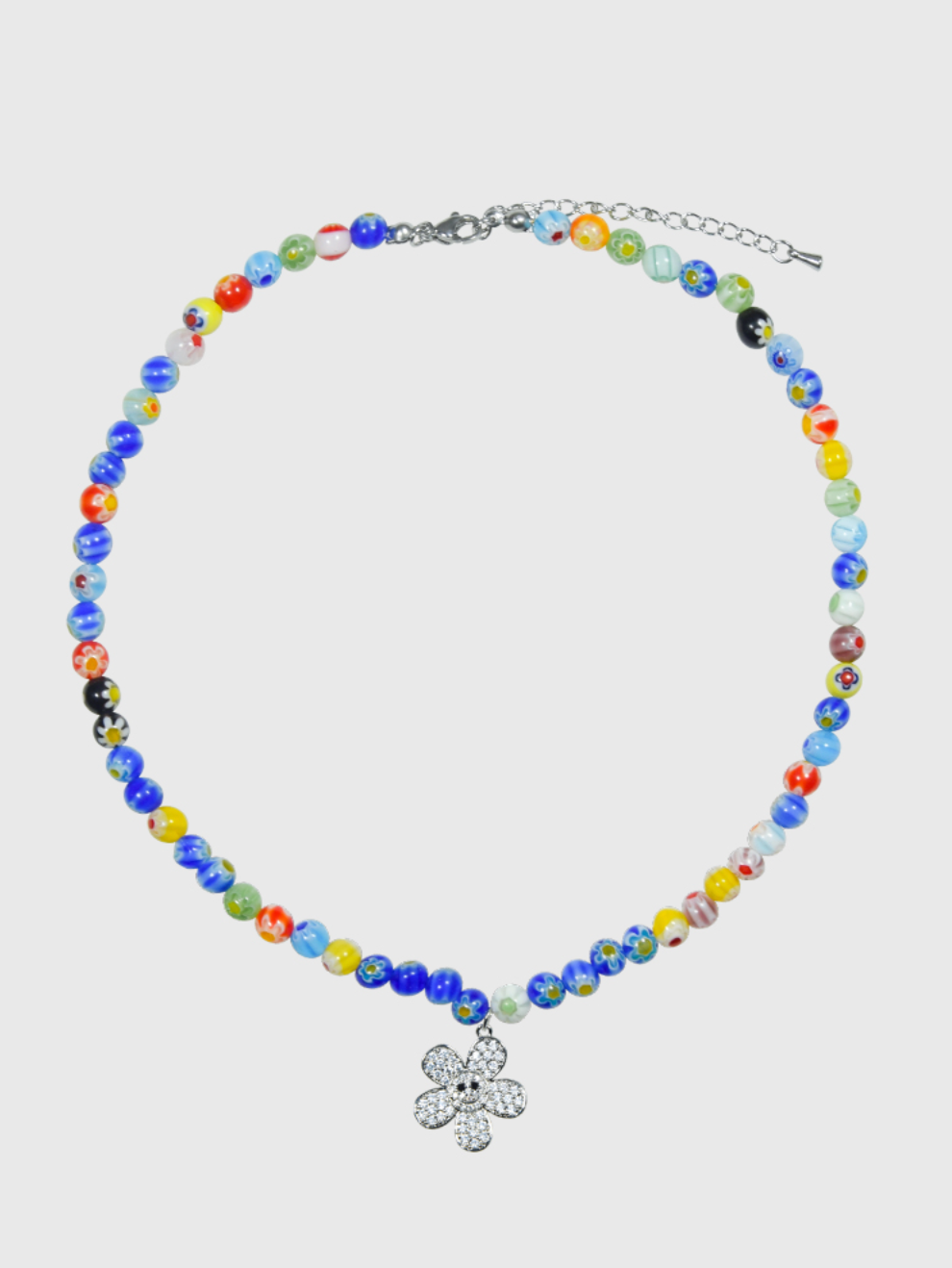AWE Round Bead Sunflower Smiley Necklace