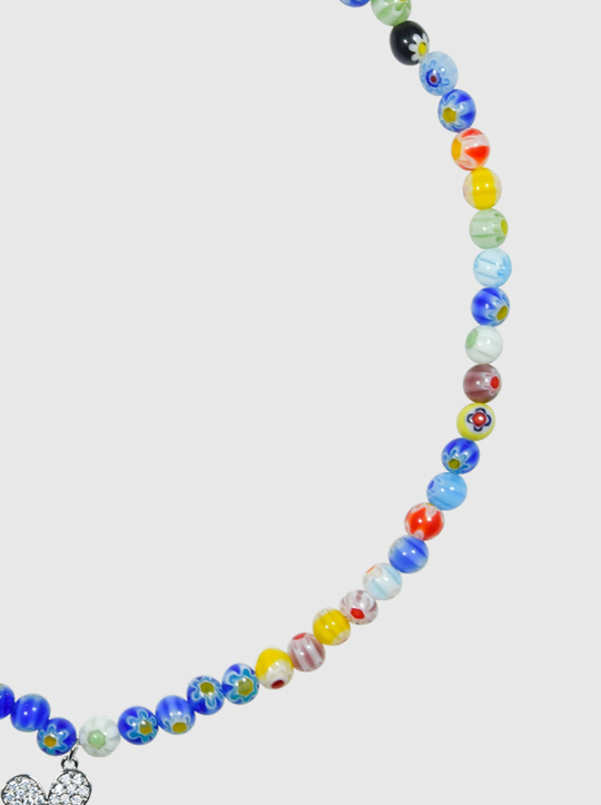 AWE Round Bead Sunflower Smiley Necklace