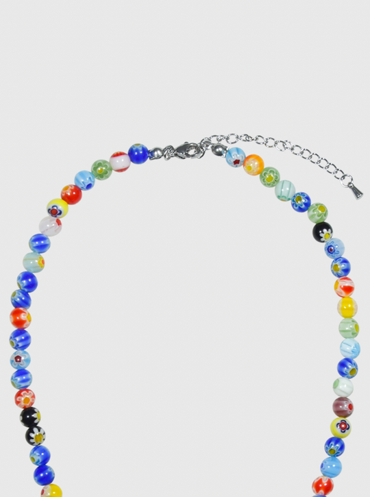 AWE Round Bead Sunflower Smiley Necklace