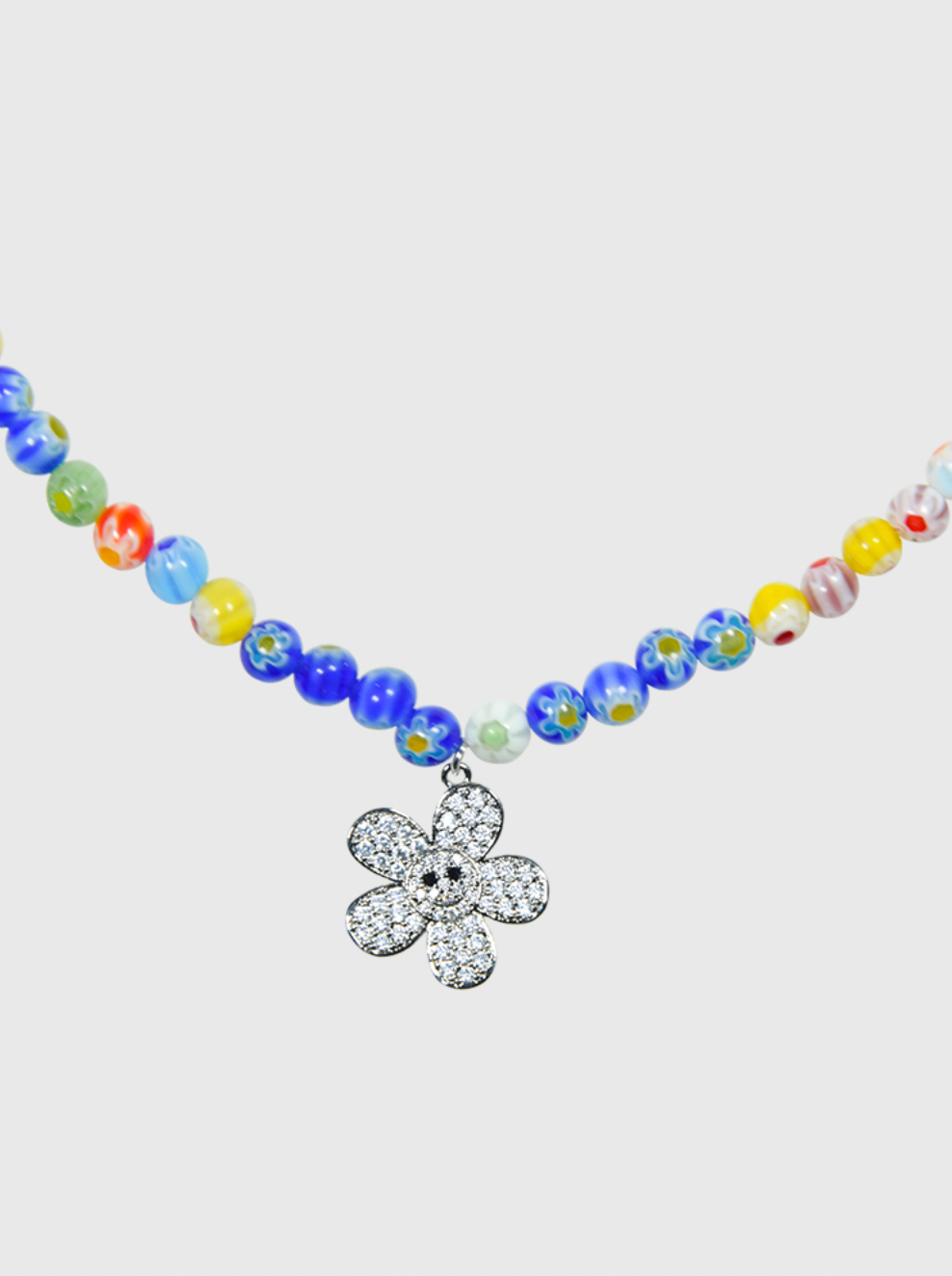 AWE Round Bead Sunflower Smiley Necklace
