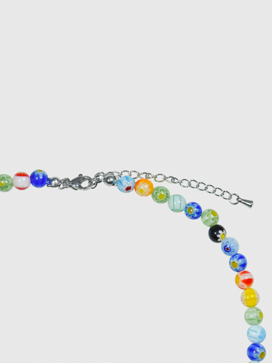 AWE Round Bead Sunflower Smiley Necklace