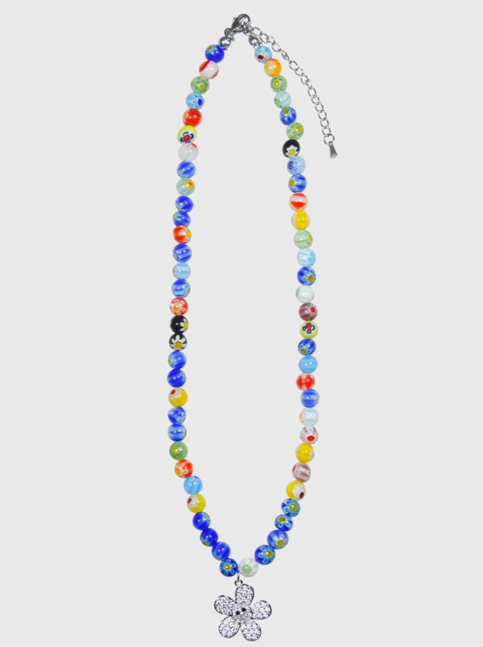 AWE Round Bead Sunflower Smiley Necklace