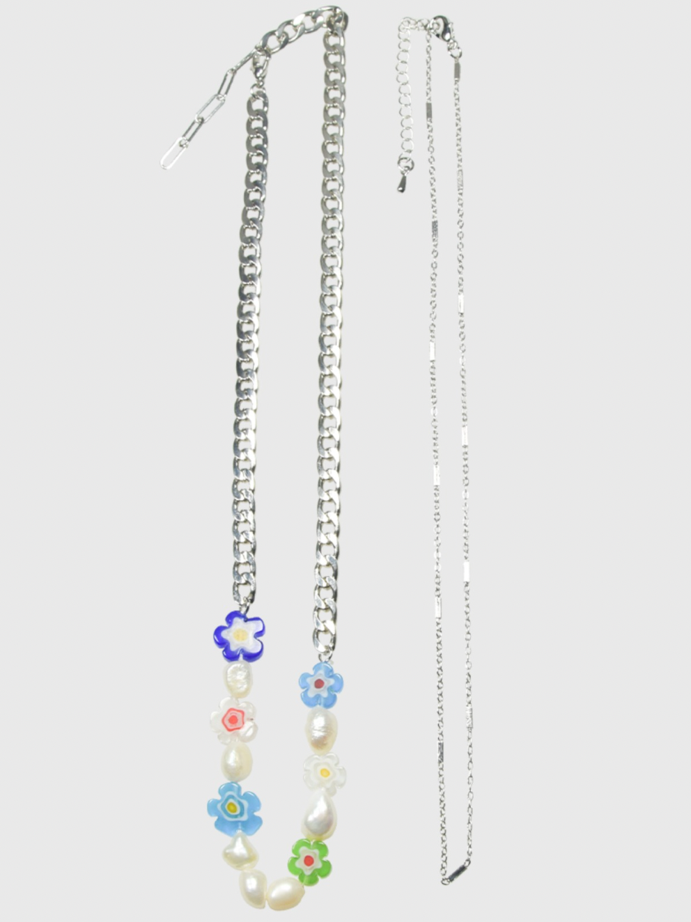 AWE Double Chain Flower Pearl Necklace