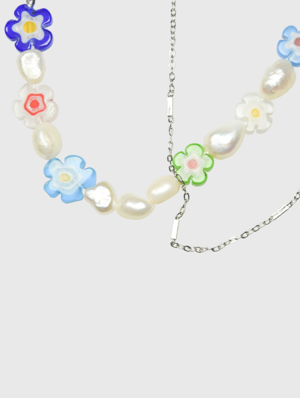 AWE Double Chain Flower Pearl Necklace