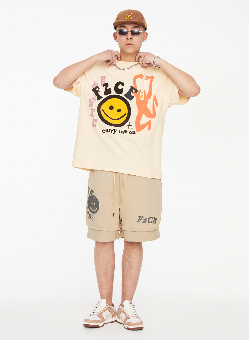 F2CE Smiley Face Creative Printing Tee