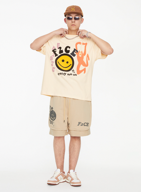 F2CE Smiley Face Creative Printing Tee