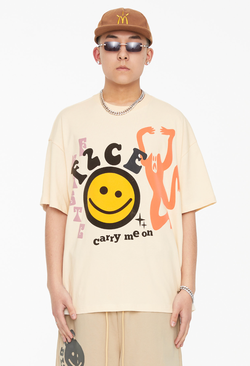 F2CE Smiley Face Creative Printing Tee