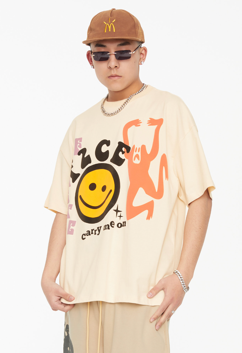 F2CE Smiley Face Creative Printing Tee