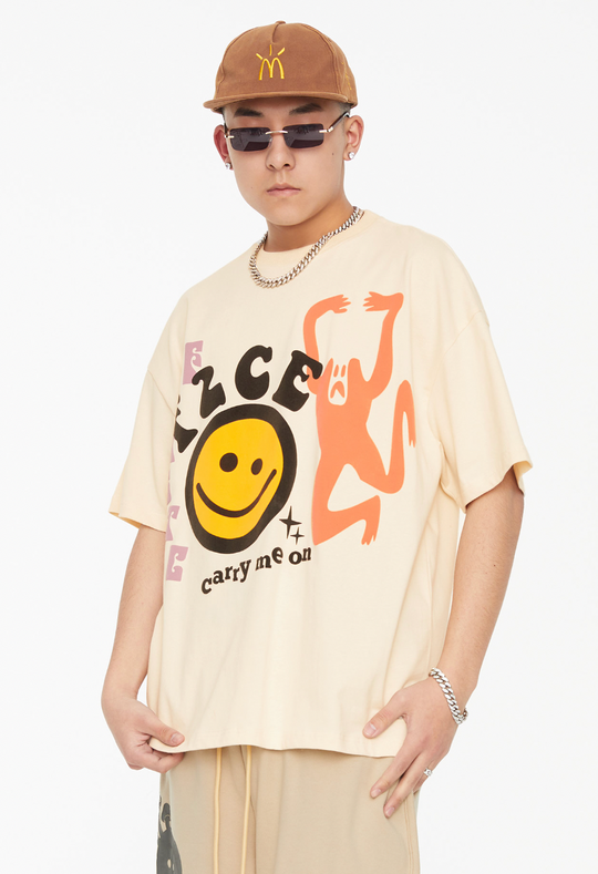 F2CE Smiley Face Creative Printing Tee