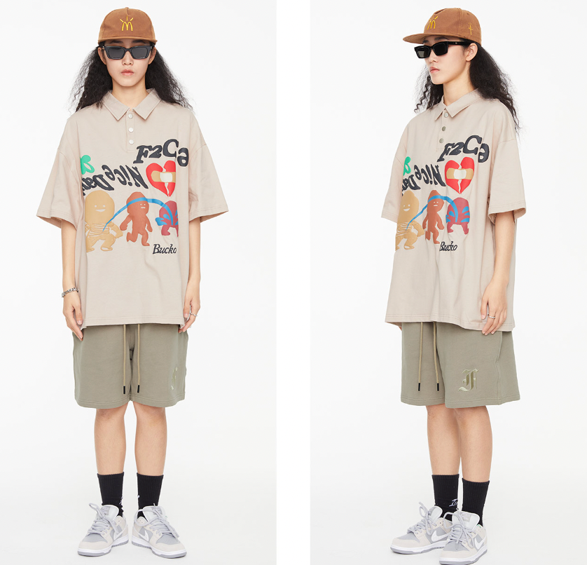 F2CE Foam Graffiti Print Polo Shirt