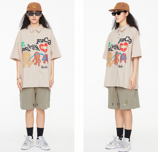 F2CE Foam Graffiti Print Polo Shirt