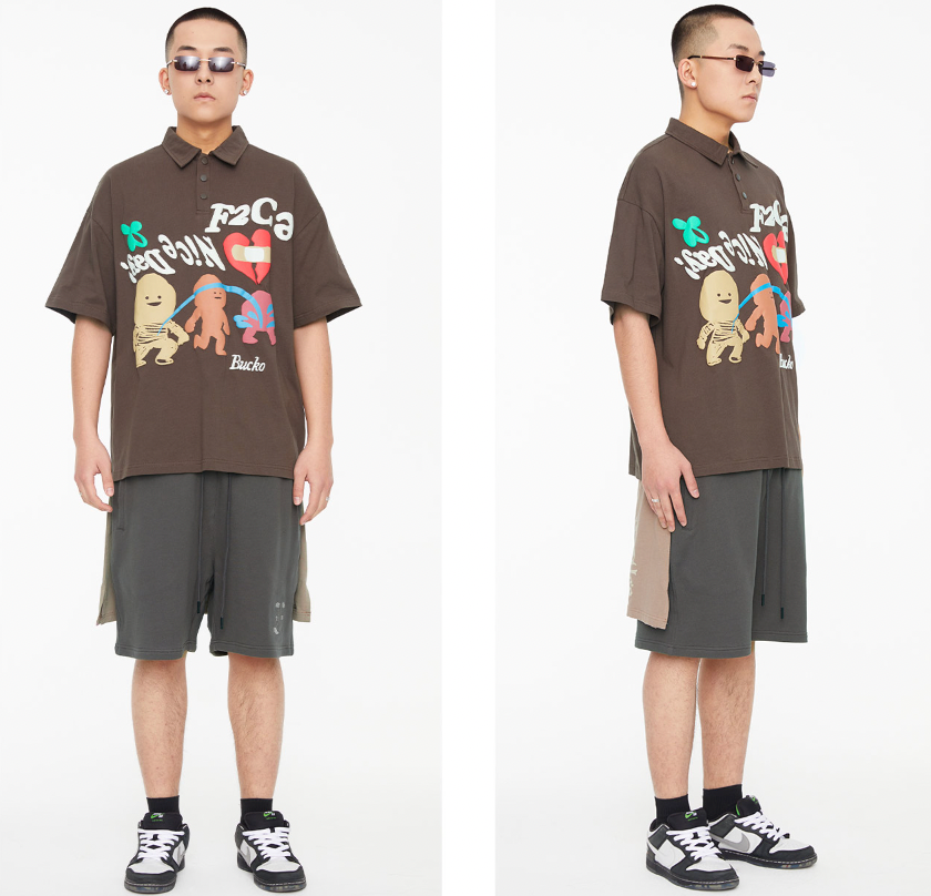 F2CE Foam Graffiti Print Polo Shirt