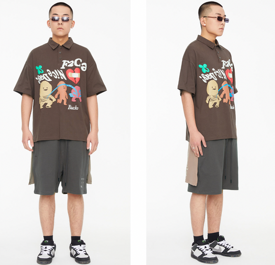 F2CE Foam Graffiti Print Polo Shirt
