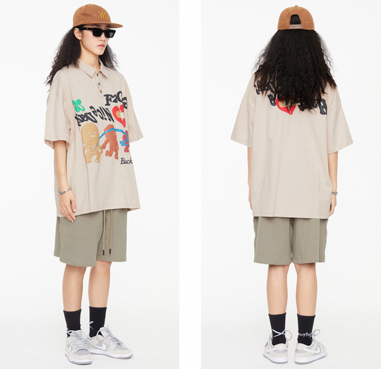 F2CE Foam Graffiti Print Polo Shirt