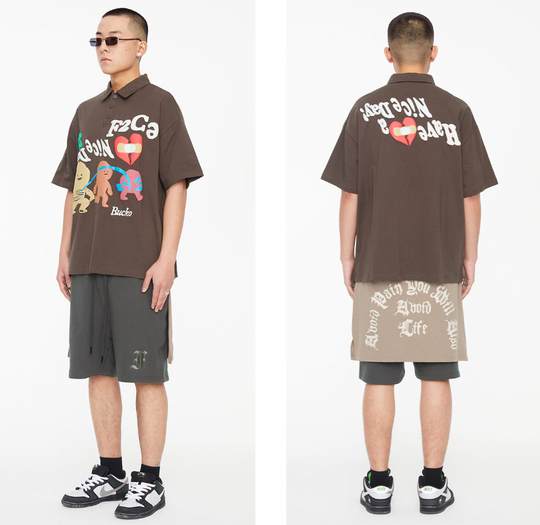 F2CE Foam Graffiti Print Polo Shirt