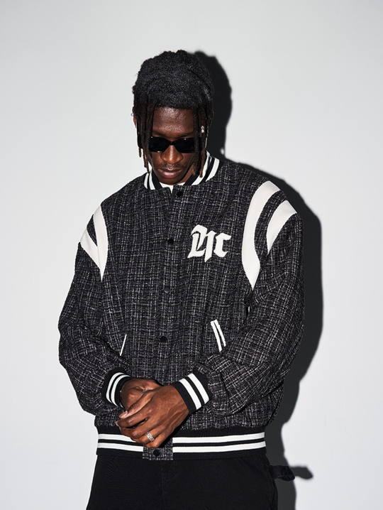 Harsh and Cruel Embroidered Leather Gothic Logo Flannel Jacket