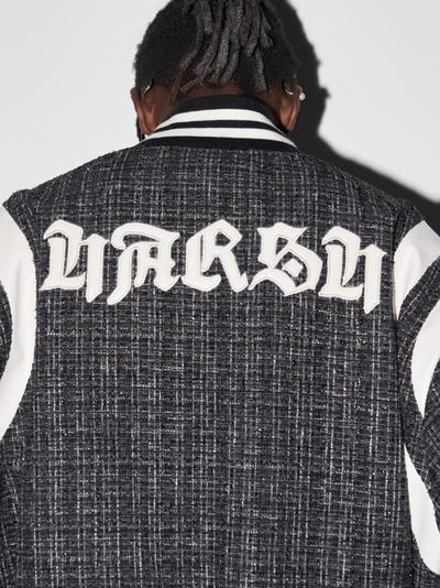 Harsh and Cruel Embroidered Leather Gothic Logo Flannel Jacket