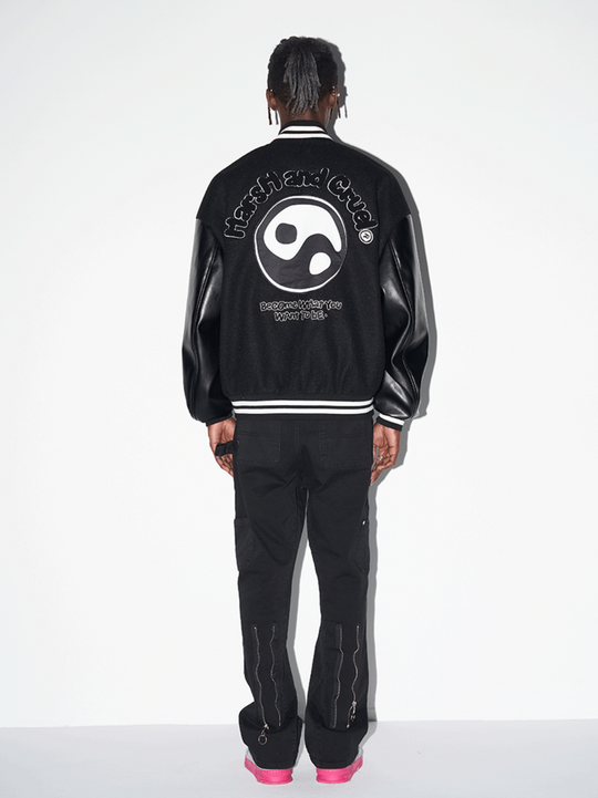 Harsh and Cruel Ying-Yang Embroidered Logo Varsity Jacket