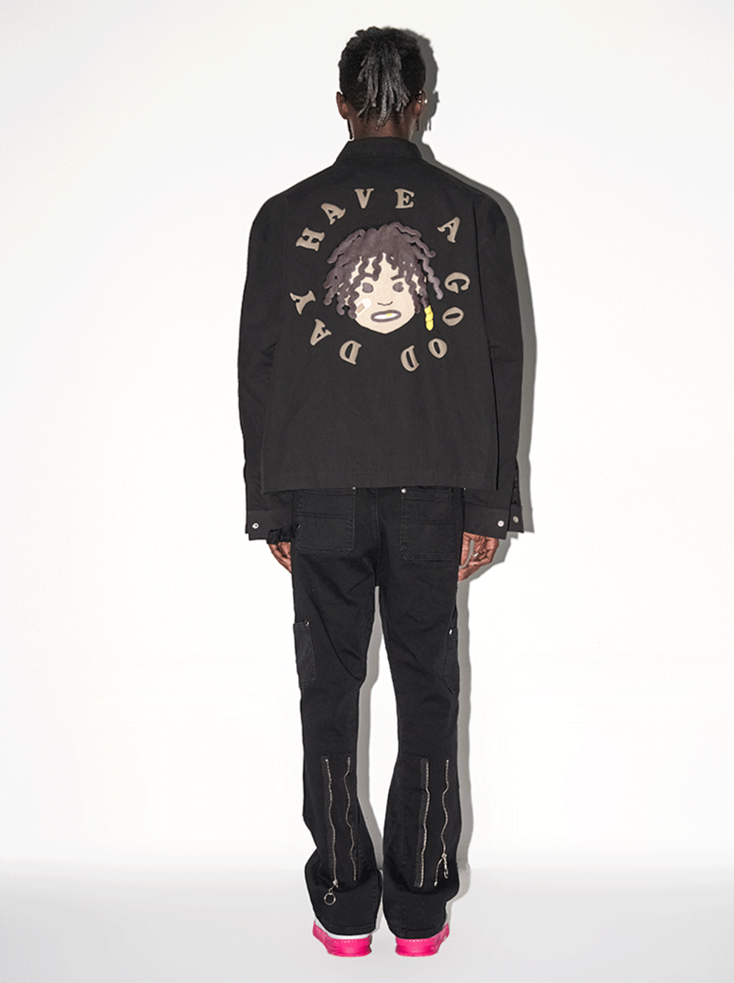 Harsh and Cruel Cartoon Face Foam Print Jacket