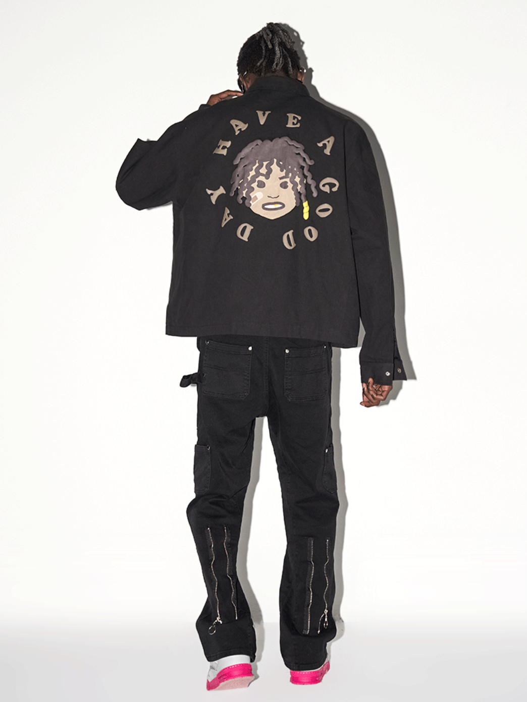 Harsh and Cruel Cartoon Face Foam Print Jacket