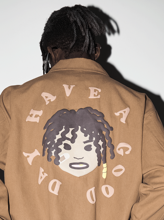Harsh and Cruel Cartoon Face Foam Print Jacket