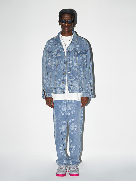 Harsh and Cruel 3D Circles All Over Denim Jacket