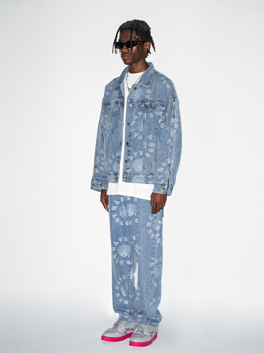 Harsh and Cruel 3D Circles All Over Denim Jacket