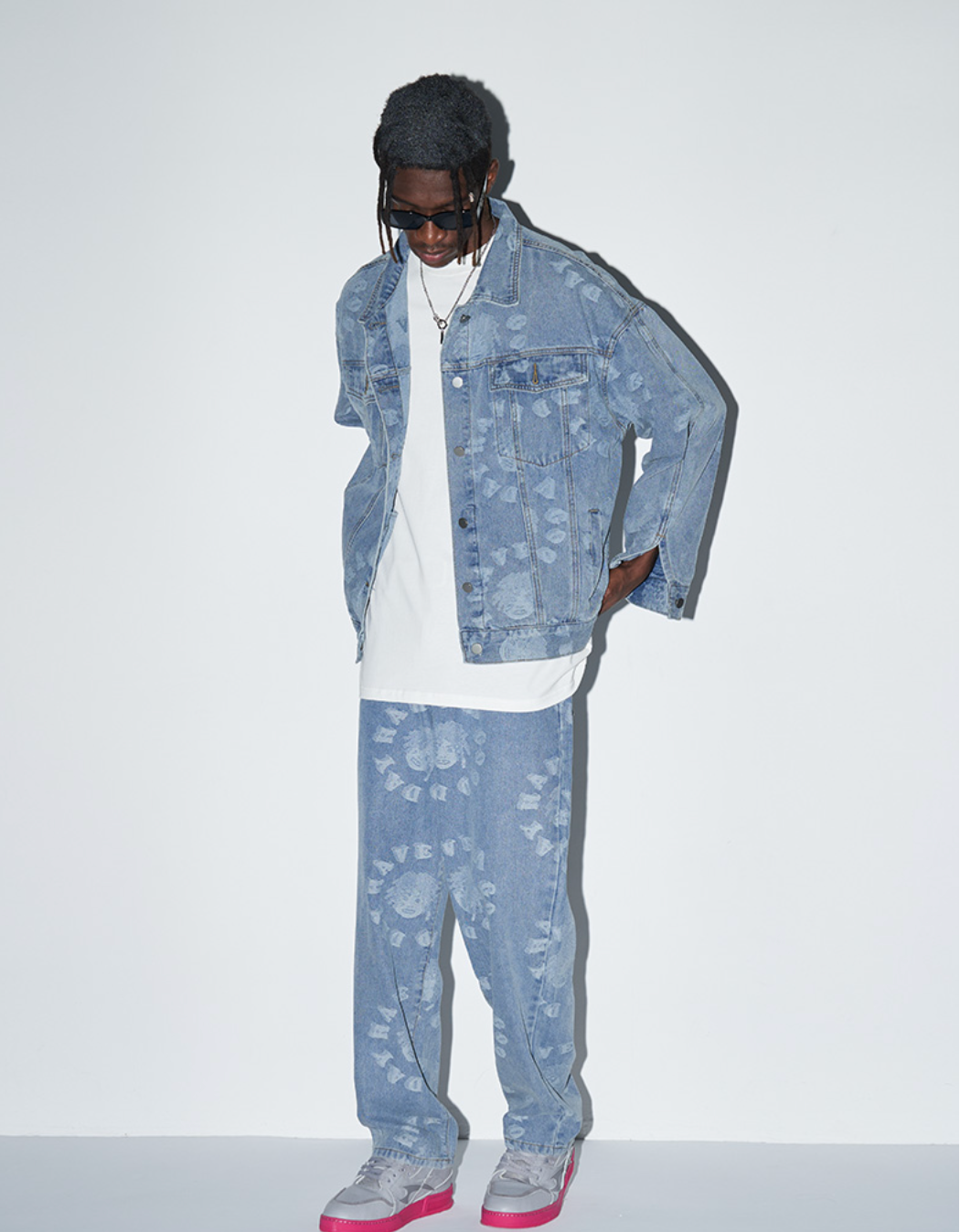 Harsh and Cruel 3D Circles All Over Denim Jacket