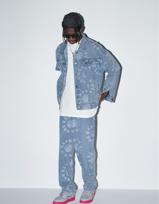 Harsh and Cruel 3D Circles All Over Denim Jacket