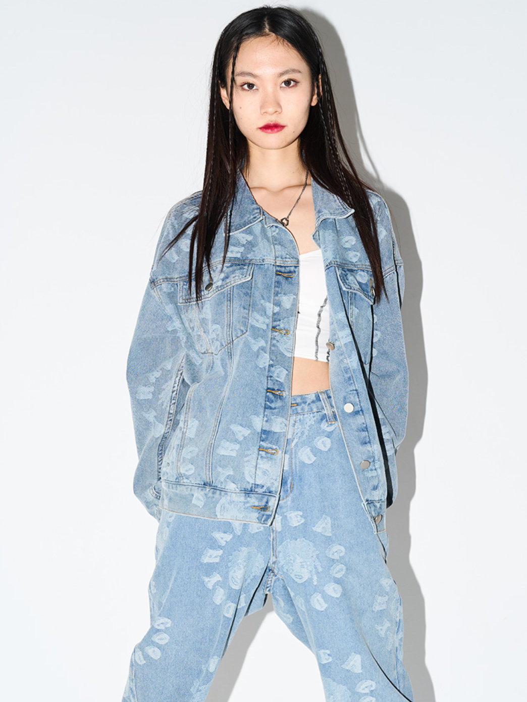 Harsh and Cruel 3D Circles All Over Denim Jacket