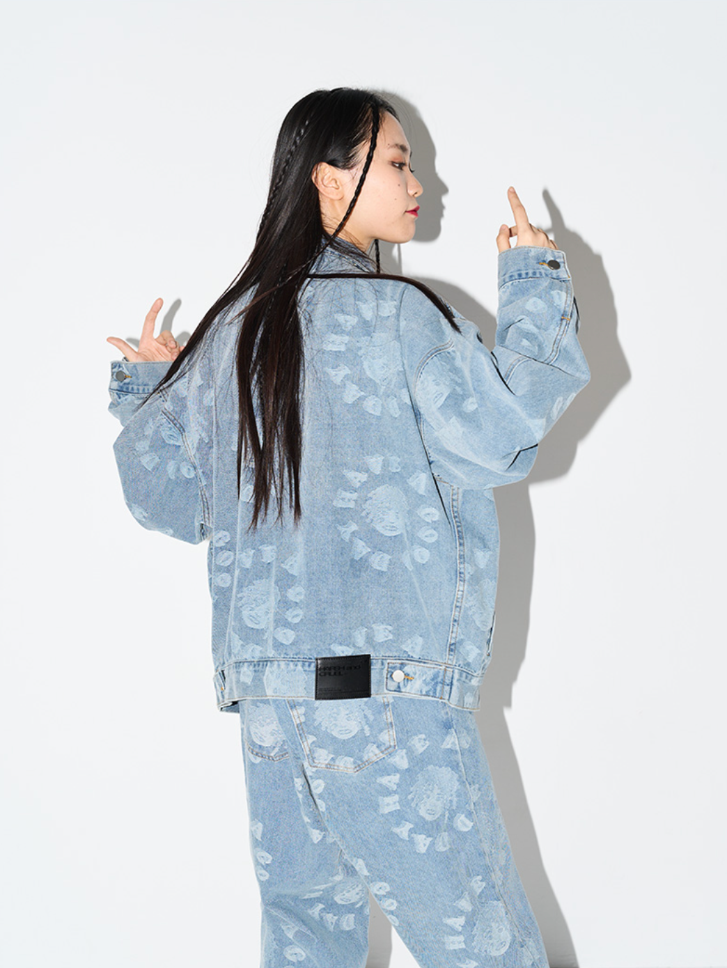 Harsh and Cruel 3D Circles All Over Denim Jacket