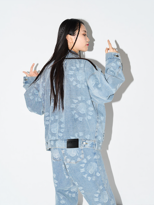 Harsh and Cruel 3D Circles All Over Denim Jacket