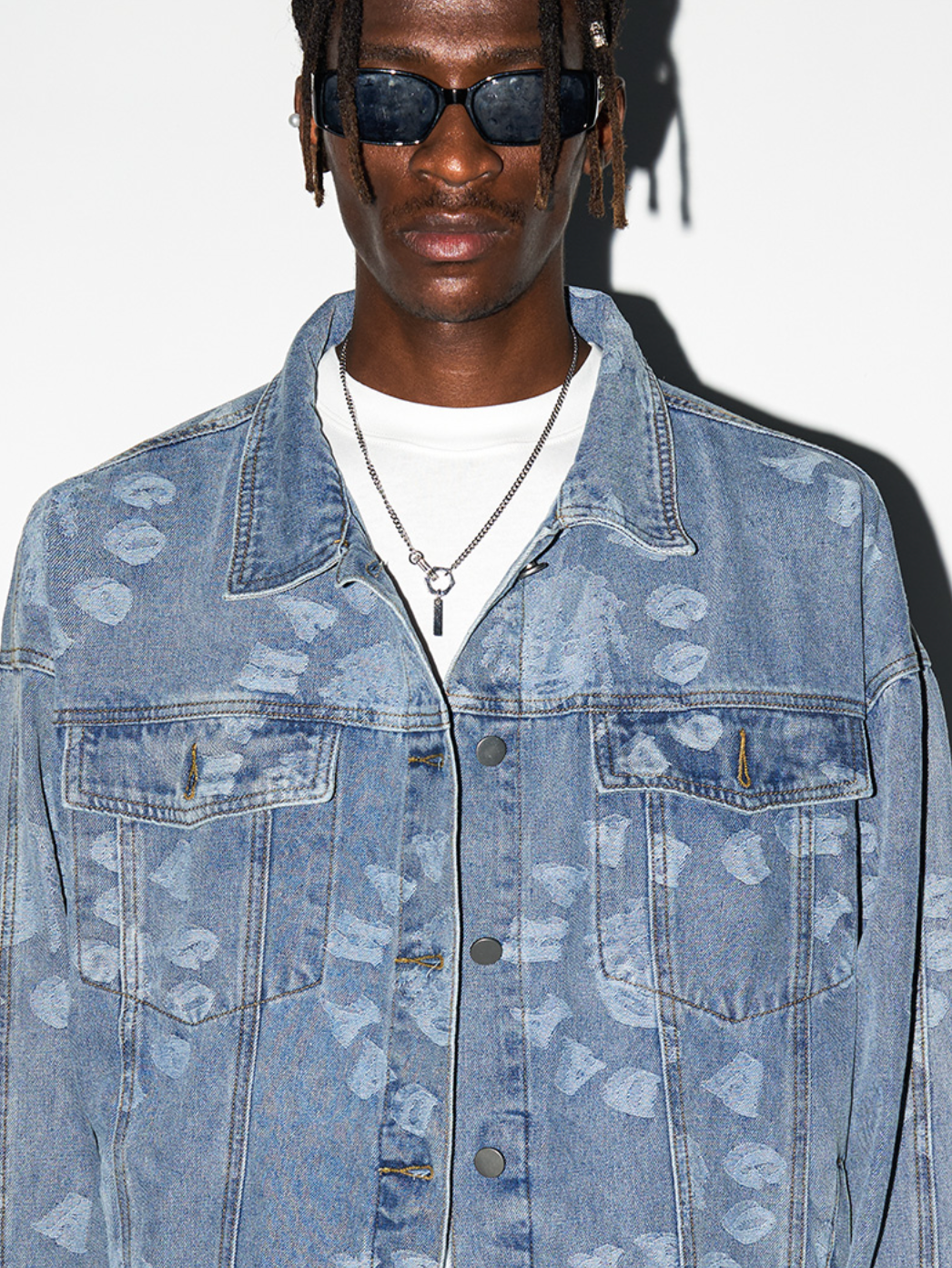 Harsh and Cruel 3D Circles All Over Denim Jacket