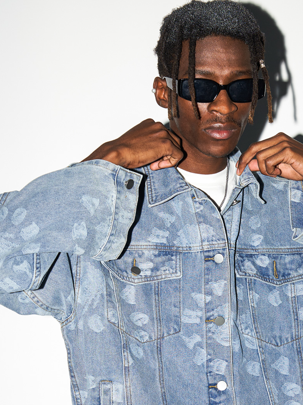 Harsh and Cruel 3D Circles All Over Denim Jacket