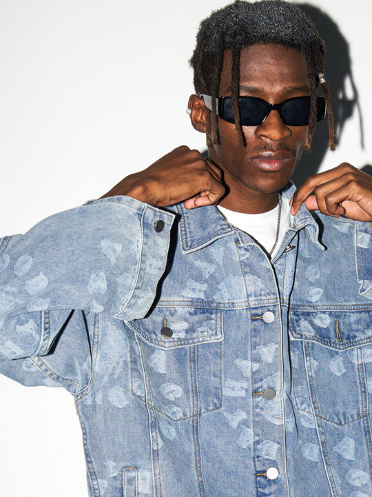 Harsh and Cruel 3D Circles All Over Denim Jacket