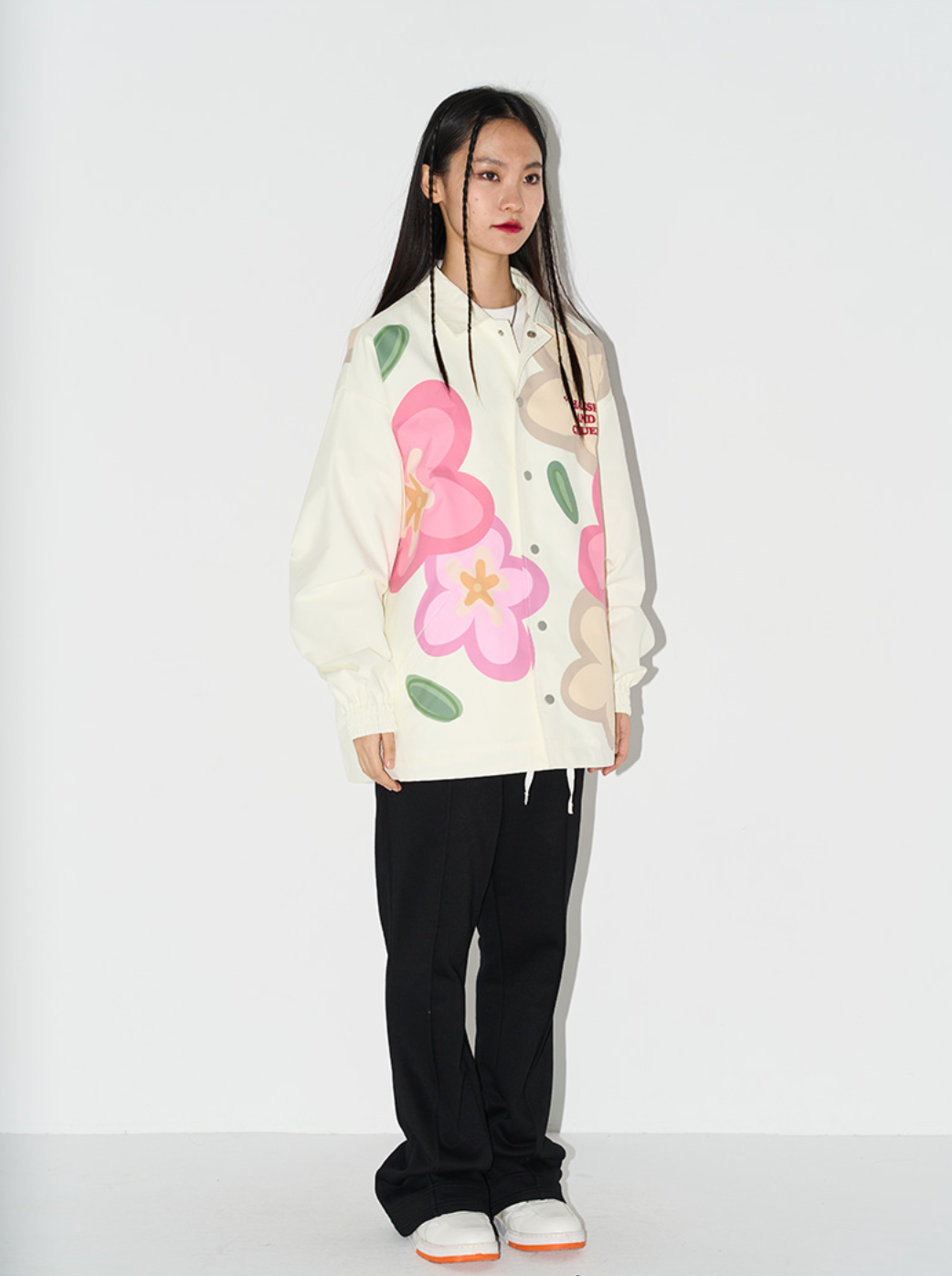 Harsh and Cruel Handpainted Cartoon Flowers Coach Jacket