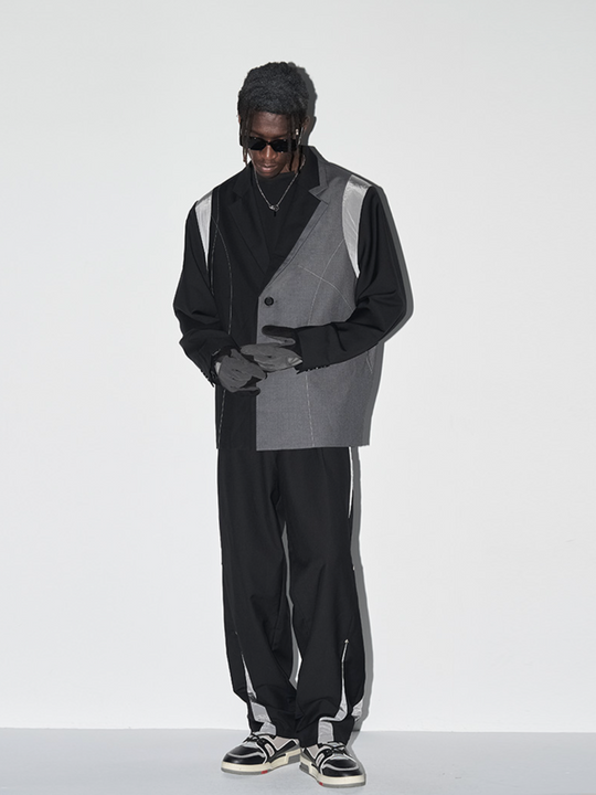 Harsh and Cruel Deconstructed Asymmetric Nylon Blazer