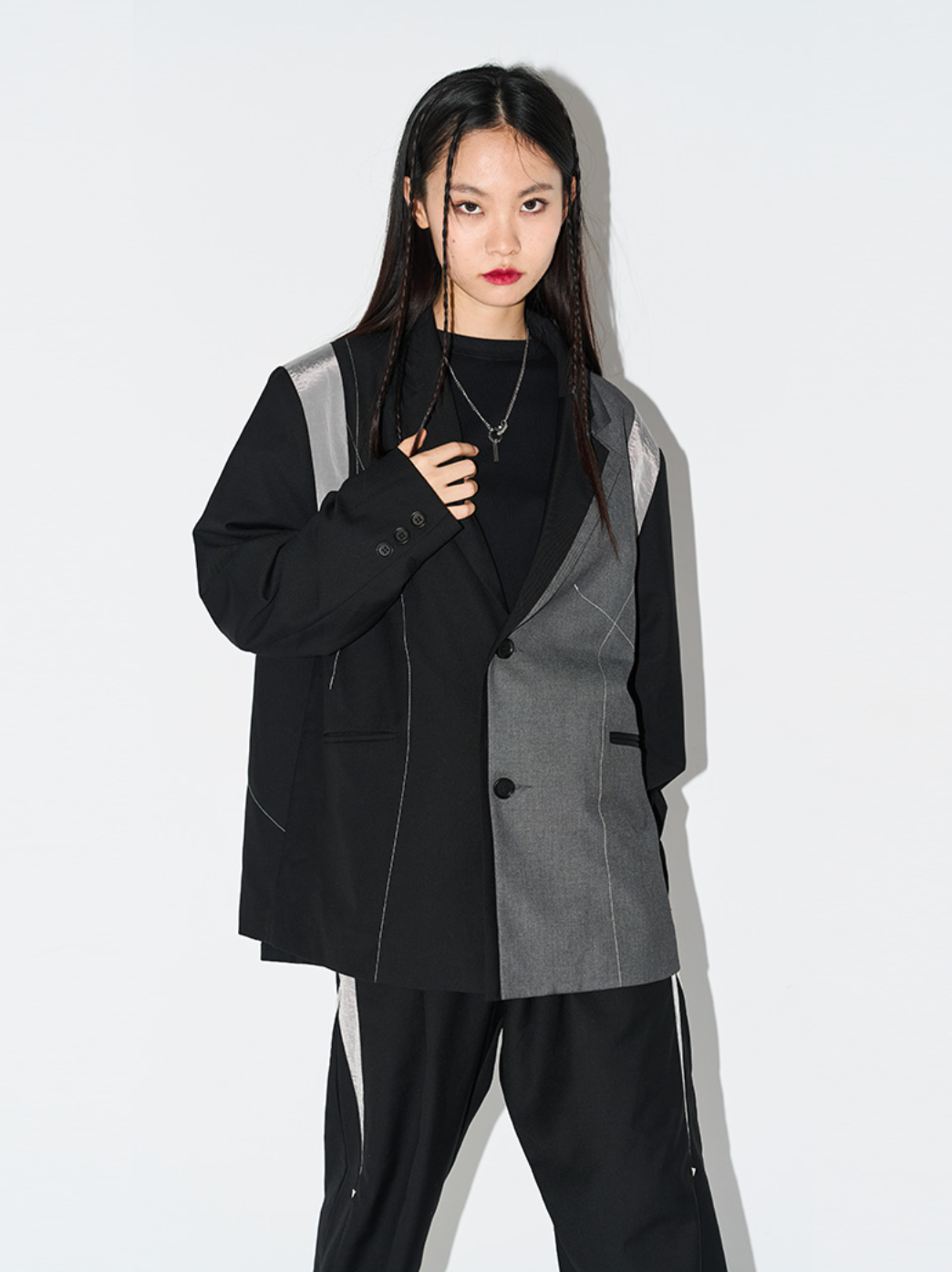 Harsh and Cruel Deconstructed Asymmetric Nylon Blazer